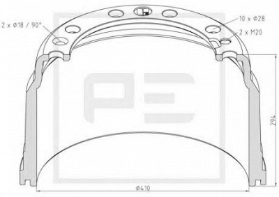 PE AUTOMOTIVE 14613400a -  Тормозной барабан